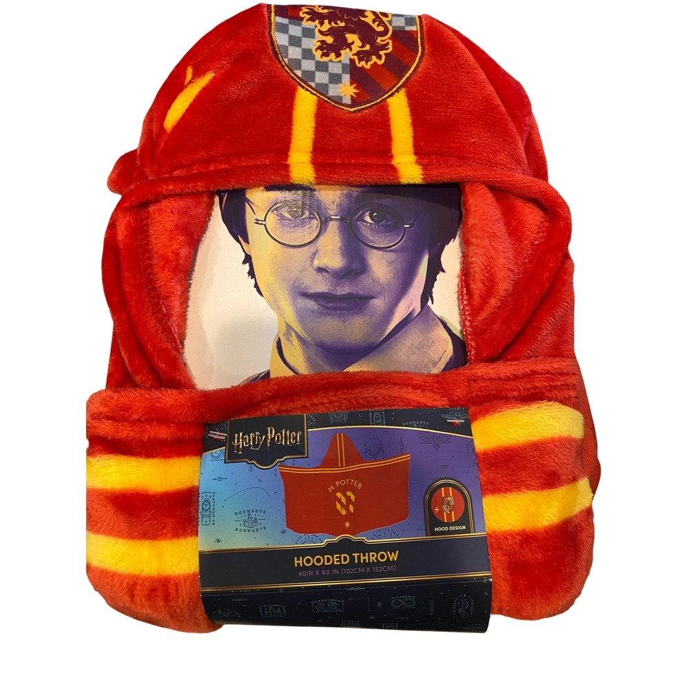 Harry Potter Gryffindor Hooded Throw Blanket 40x60 Quidditch Jersey New with Tag